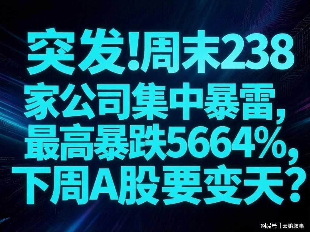 开云电竞-避雷！周末238家公司集中暴雷，最高暴跌5664%，下周A股要变天？